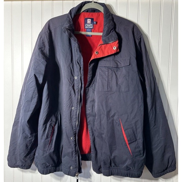 Vintage Chaps Ralph Lauren Full Zip Winter Coat XL Navy Blue read - Picture 2 of 8